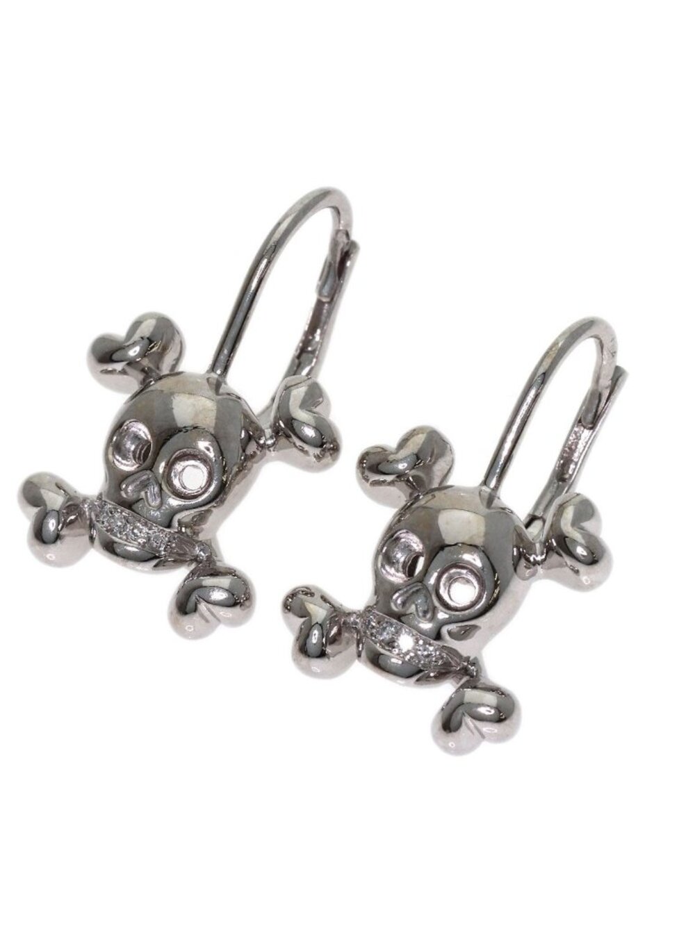 Dior Skull Diamond Earrings 18K White Gold